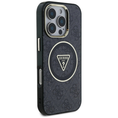 iPhone 16 Pro Max – Guess IML Metal Glitter 4G Circle Triangle MagSafe dėklas - Juodas 3