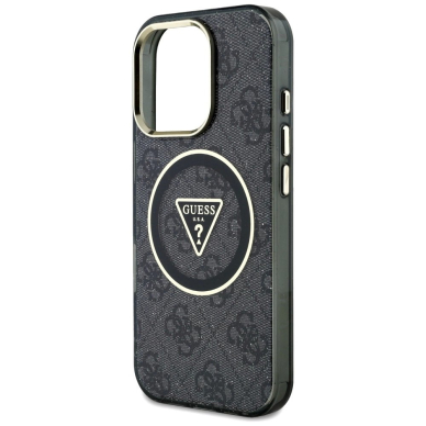 iPhone 16 Pro Max – Guess IML Metal Glitter 4G Circle Triangle MagSafe dėklas - Juodas 5