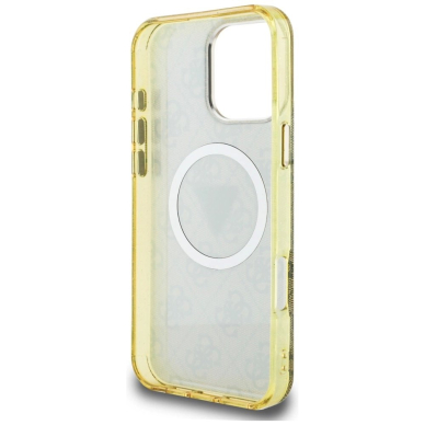 iPhone 16 Pro Max – Guess IML Metal Glitter 4G Circle Triangle MagSafe dėklas - Rudas 6