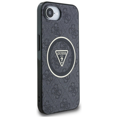 iPhone 16e – Guess IML Metal Glitter 4G Circle Triangle MagSafe dėklas - Juodas 3