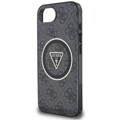 iPhone 16e – Guess IML Metal Glitter 4G Circle Triangle MagSafe dėklas - Juodas 5