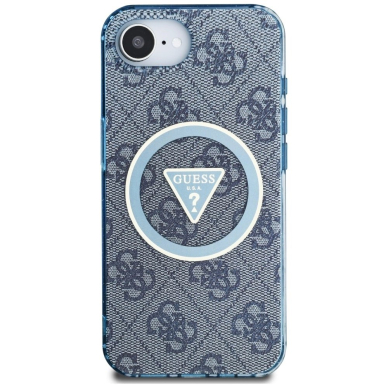 iPhone 16e – Guess IML Metal Glitter 4G Circle Triangle MagSafe dėklas - Mėlynas 2