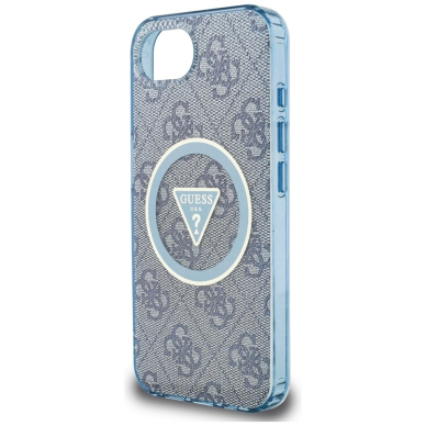iPhone 16e – Guess IML Metal Glitter 4G Circle Triangle MagSafe dėklas - Mėlynas 5