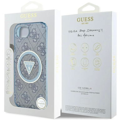 iPhone 16e – Guess IML Metal Glitter 4G Circle Triangle MagSafe dėklas - Mėlynas 7 iPhone 16e – Guess IML Metal Glitter 4G Circle Triangle MagSafe dėklas - Mėlynas 7