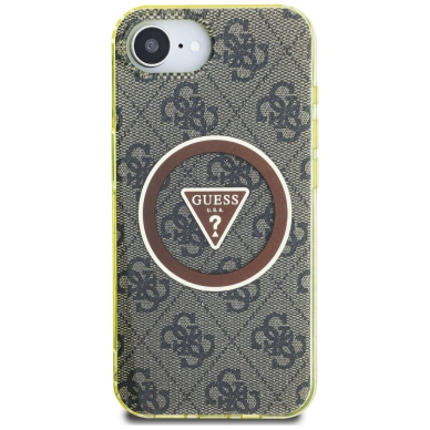 iPhone 16e – Guess IML Metal Glitter 4G Circle Triangle MagSafe dėklas - Rudas 2