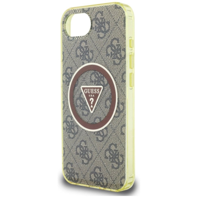 iPhone 16e – Guess IML Metal Glitter 4G Circle Triangle MagSafe dėklas - Rudas 5
