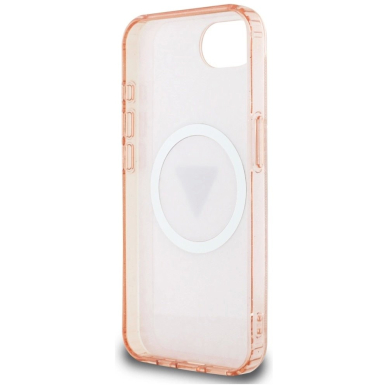 iPhone 16e – Guess IML Metal Glitter 4G Circle Triangle MagSafe dėklas - Rožinis 6