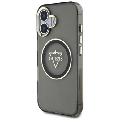 Guess IML Metal Mountain Logo MagSafe Dėklas skirtas iPhone 16 - Juodas 1