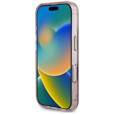 Guess IML Metal Mountain Logo MagSafe iPhone 16 Dėklas - Rožinis 4