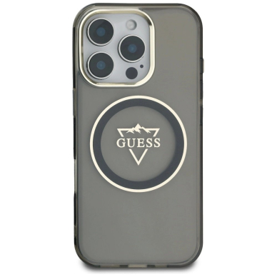 Guess IML Metal Mountain Logo MagSafe iPhone 16 Pro Dėklas - Juodas 2