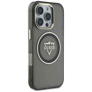 Guess IML Metal Mountain Logo MagSafe iPhone 16 Pro Dėklas - Juodas 3