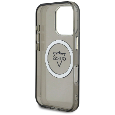 Guess IML Metal Mountain Logo MagSafe iPhone 16 Pro Dėklas - Juodas 6