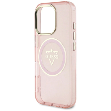 Guess IML Metal Mountain Logo MagSafe iPhone 16 Pro Dėklas - Rožinis 5