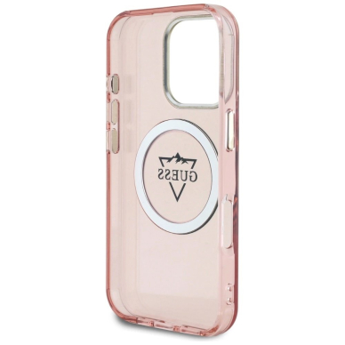 Guess IML Metal Mountain Logo MagSafe iPhone 16 Pro Dėklas - Rožinis 6