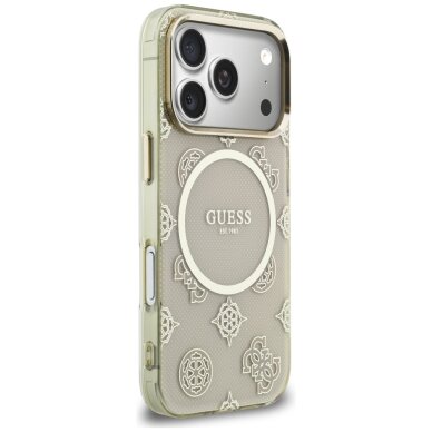 iPhone 17 Pro Guess IML Peony Dot MagSafe dėklas – smėlio spalvos 3