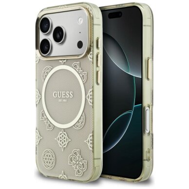 iPhone 17 Pro Guess IML Peony Dot MagSafe dėklas – smėlio spalvos iPhone 17 Pro Guess IML Peony Dot MagSafe dėklas – smėlio spalvos