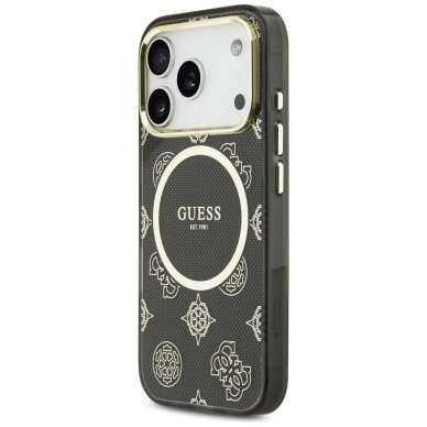 iPhone 17 Pro Guess IML Peony Dot MagSafe dėklas – juodas 1
