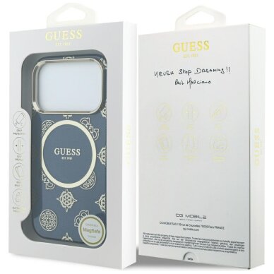 iPhone 17 Pro Guess IML Peony Dot MagSafe dėklas – mėlynas 7 iPhone 17 Pro Guess IML Peony Dot MagSafe dėklas – mėlynas 7