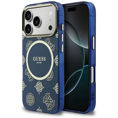 iPhone 17 Pro Guess IML Peony Dot MagSafe dėklas – mėlynas
