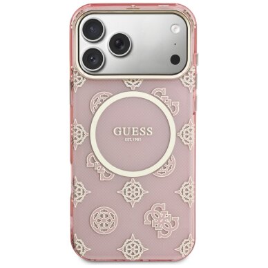 iPhone 17 Pro Max Guess IML Peony Dot MagSafe dėklas – rožinis 2