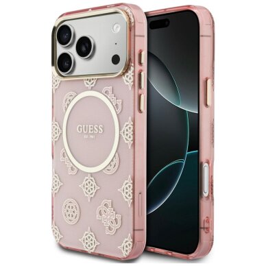 iPhone 17 Pro Max Guess IML Peony Dot MagSafe dėklas – rožinis iPhone 17 Pro Max Guess IML Peony Dot MagSafe dėklas – rožinis