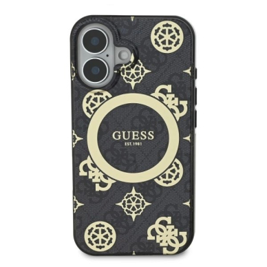iPhone 16 – Guess IML Peony On 4G Background MagSafe dėklas - Juodas 2