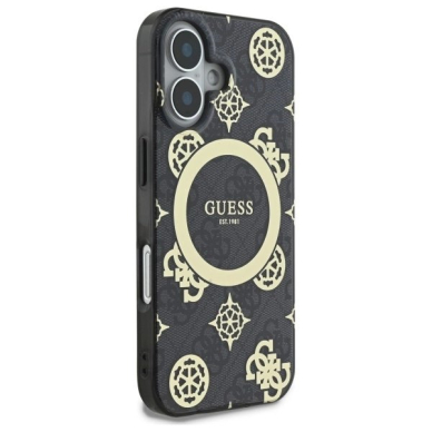 iPhone 16 – Guess IML Peony On 4G Background MagSafe dėklas - Juodas 3