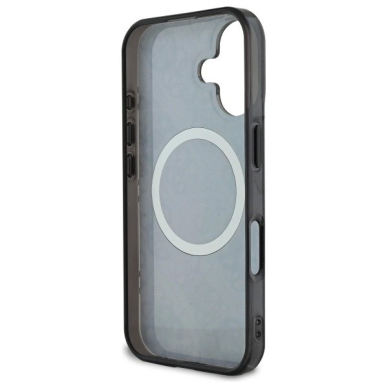 iPhone 16 – Guess IML Peony On 4G Background MagSafe dėklas - Juodas 6