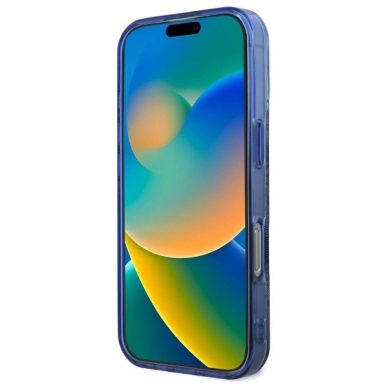 iPhone 16 Pro – Guess IML Peony On 4G Background MagSafe dėklas - Mėlynas 4