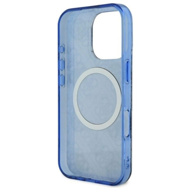 iPhone 16 Pro – Guess IML Peony On 4G Background MagSafe dėklas - Mėlynas 6
