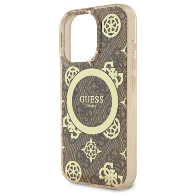 iPhone 16 Pro – Guess IML Peony On 4G Background MagSafe dėklas - Rudas 5