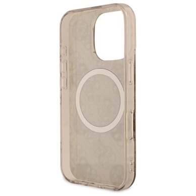 iPhone 16 Pro – Guess IML Peony On 4G Background MagSafe dėklas - Rudas 6
