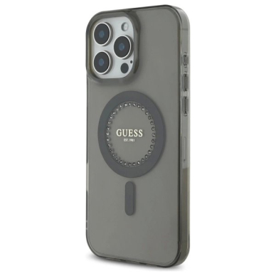 iPhone 16 Pro Max – Guess IML Rhinestones MagSafe dėklas - Juodas 1