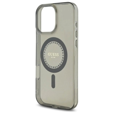 iPhone 16 Pro Max – Guess IML Rhinestones MagSafe dėklas - Juodas 5
