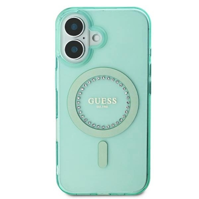 iPhone 16 – Guess IML Rhinestones MagSafe dėklas - Žalias 2 iPhone 16 – Guess IML Rhinestones MagSafe dėklas - Žalias 2