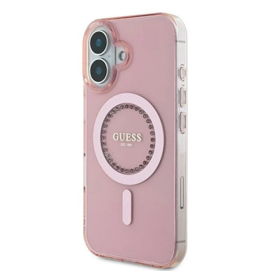 iPhone 16 – Guess IML Rhinestones MagSafe dėklas - Rožinis 1
