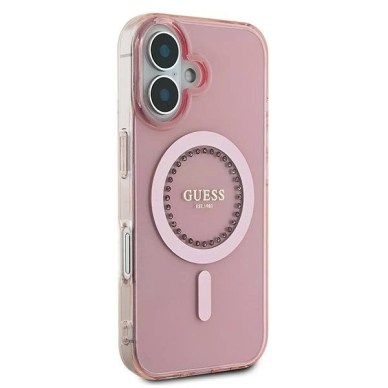 iPhone 16 – Guess IML Rhinestones MagSafe dėklas - Rožinis 3
