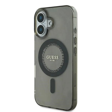 iPhone 16 Plus – Guess IML Rhinestones MagSafe dėklas - Juodas 1