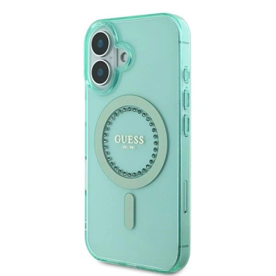 iPhone 16 Plus – Guess IML Rhinestones MagSafe dėklas - Žalias 1