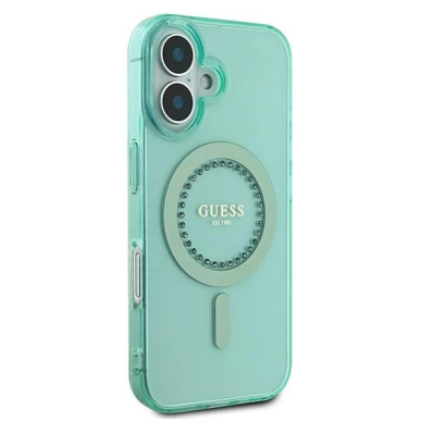 iPhone 16 Plus – Guess IML Rhinestones MagSafe dėklas - Žalias 3