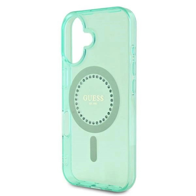 iPhone 16 Plus – Guess IML Rhinestones MagSafe dėklas - Žalias 5