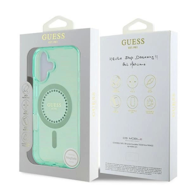 iPhone 16 Plus – Guess IML Rhinestones MagSafe dėklas - Žalias 7