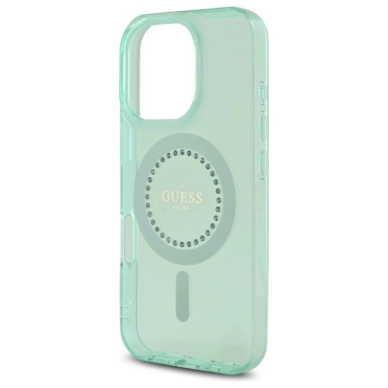 iPhone 16 Pro Max – Guess IML Rhinestones MagSafe dėklas - Žalias 5