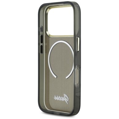 iPhone 17 Pro Max Guess IML Script Metal MagSafe dėklas – juodas 6