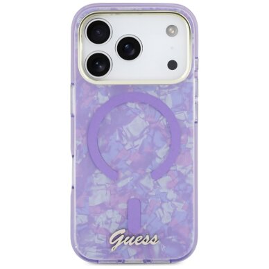 iPhone 17 Pro Max Guess IML Shell Script Metal MagSafe dėklas – violetinis 2