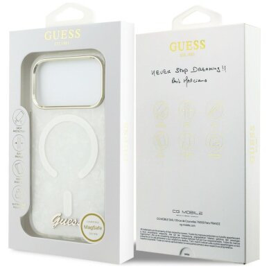 iPhone 17 Pro Max Guess IML Shell Script Metal MagSafe dėklas – baltas 7 iPhone 17 Pro Max Guess IML Shell Script Metal MagSafe dėklas – baltas 7