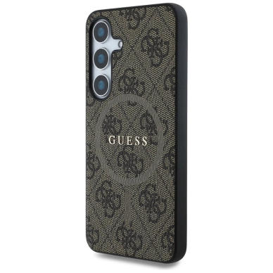 Guess Leather 4G Colored Ring Classic Logo MagSafe Samsung Galaxy S25 Plus Dėklas Rudas 1 Guess Leather 4G Colored Ring Classic Logo MagSafe Samsung Galaxy S25 Plus Dėklas Rudas 1