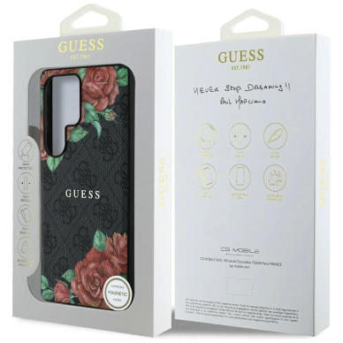 Guess Odinis 4G Flowers Print Metal Classic Logo MagSafe Dėklas skirtas Samsung Galaxy S25 Ultra - Juodas 7 Guess Odinis 4G Flowers Print Metal Classic Logo MagSafe Dėklas skirtas Samsung Galaxy S25 Ultra - Juodas 7