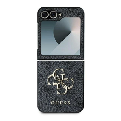 Guess Leather 4G Metal Logo Dėklas Samsung Galaxy Z Flip 6 - juodas 1 Guess Leather 4G Metal Logo Dėklas Samsung Galaxy Z Flip 6 - juodas 1