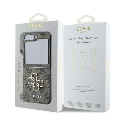 Guess Leather 4G Metal Logo Dėklas Samsung Galaxy Z Flip 6 - rudas 7 Guess Leather 4G Metal Logo Dėklas Samsung Galaxy Z Flip 6 - rudas 7